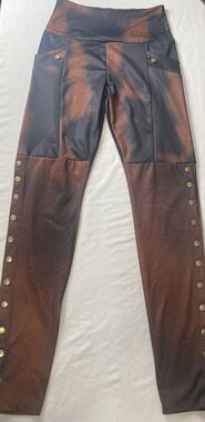 MISSLOOK Womens Nautical Style Brass Snap Pants Size Small- Brown And Black